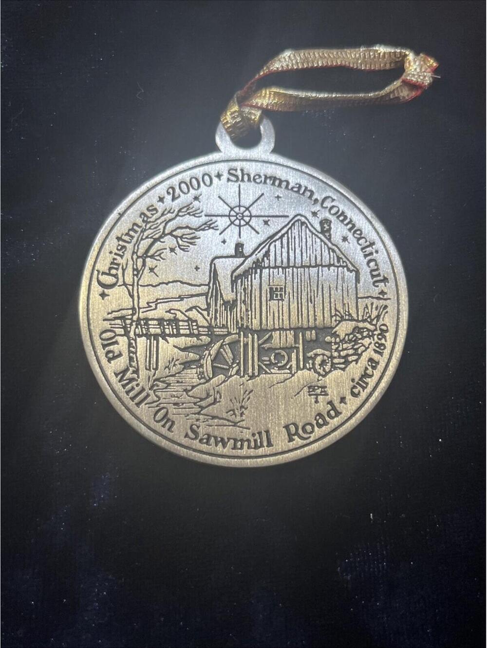 Vintage Pewter Christmas Ornament Old Mill Sherman Connecticut 2000